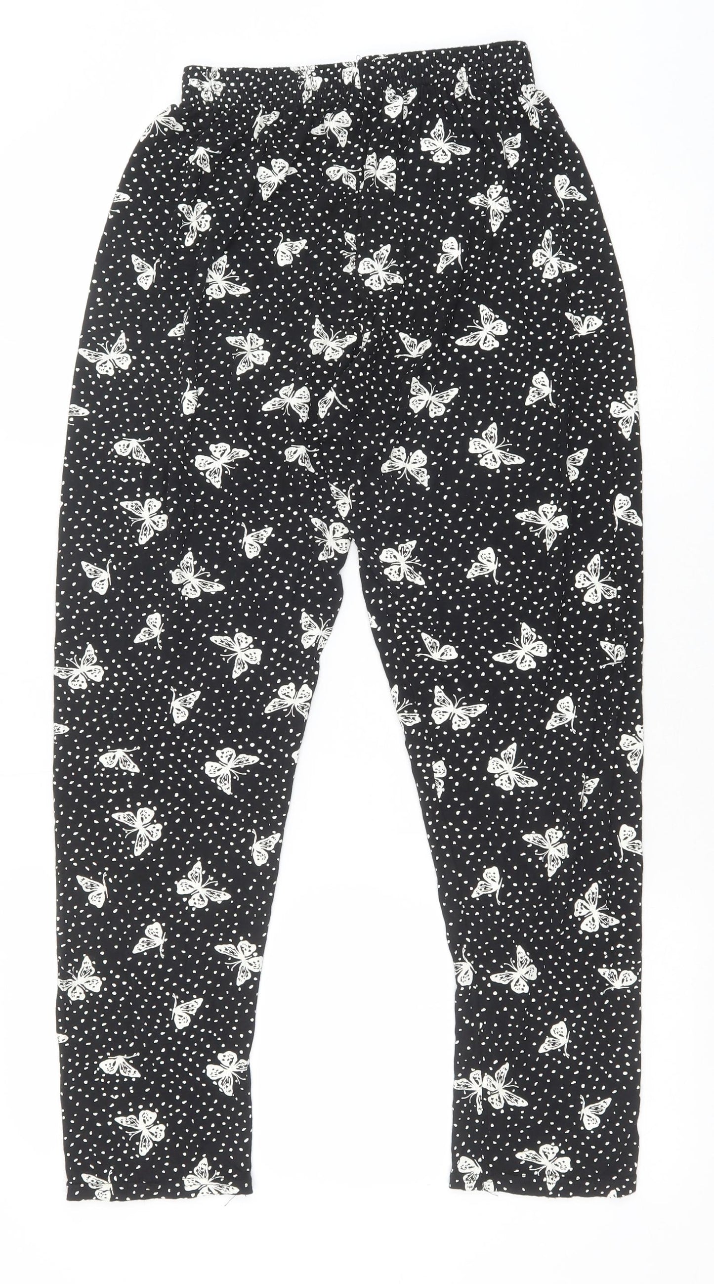 Preworn Womens Black Geometric Polyester Jogger Leggings Size M - Butterfly Print