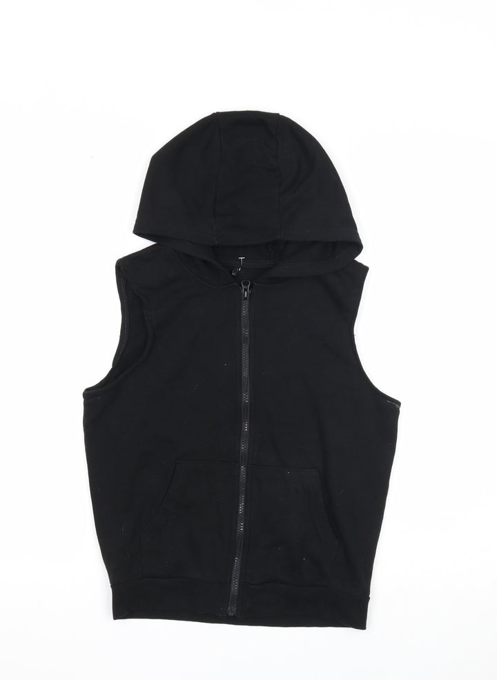 George Boys Black Cotton Full Zip Hoodie Size 9-10 Years Zip
