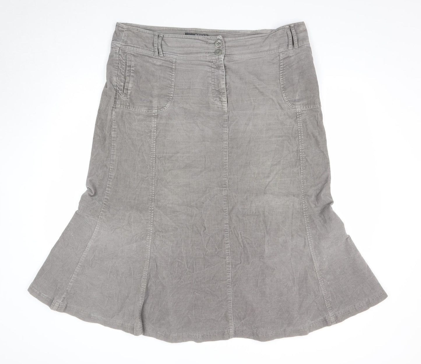 NEXT Womens Grey Cotton Trumpet Skirt Size 18 Zip