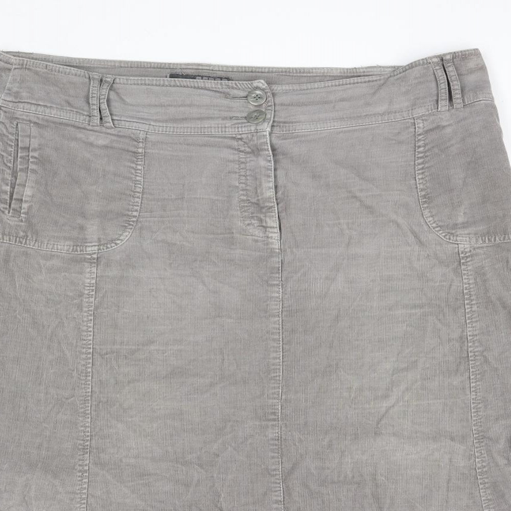 NEXT Womens Grey Cotton Trumpet Skirt Size 18 Zip