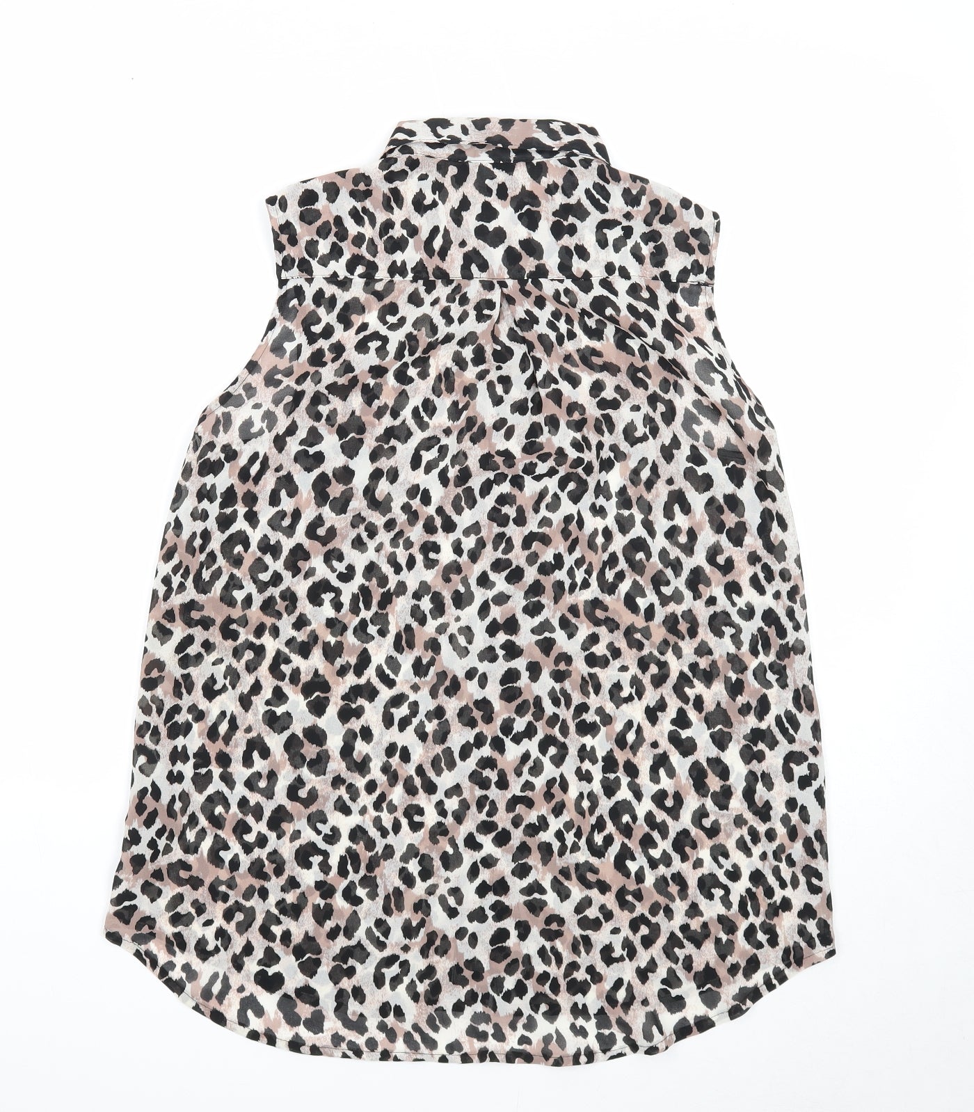 H&M Womens Multicoloured Animal Print Polyester Basic Button-Up Size 10 Collared - Leopard print