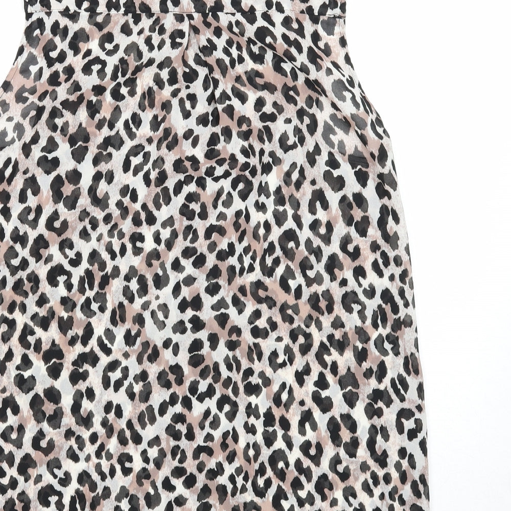 H&M Womens Multicoloured Animal Print Polyester Basic Button-Up Size 10 Collared - Leopard print