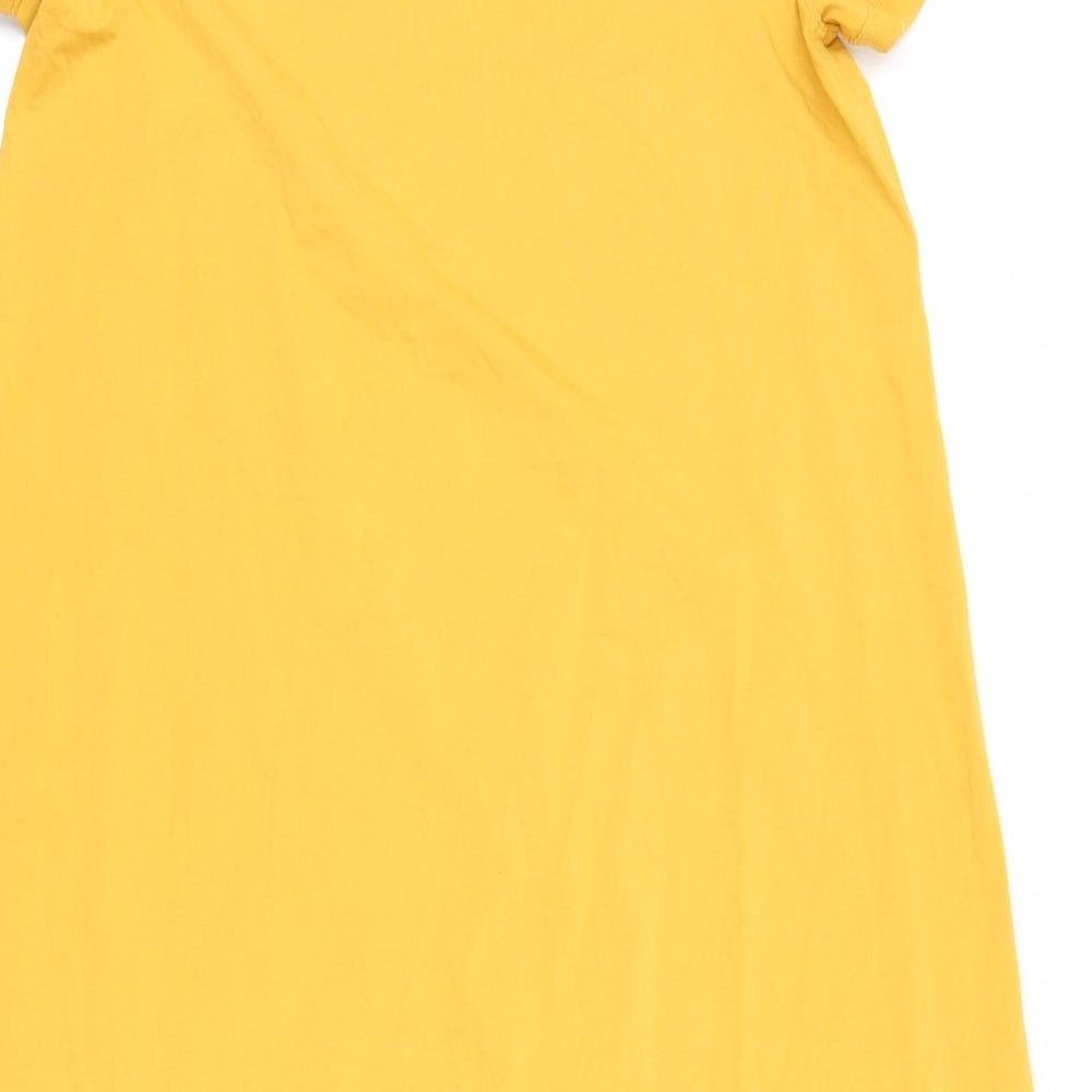 Uniqlo Womens Yellow Cotton T-Shirt Dress Size L Round Neck Pullover
