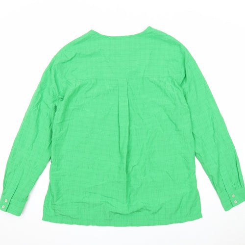 Marks and Spencer Womens Green Geometric Modal Basic Button-Up Size 8 Round Neck