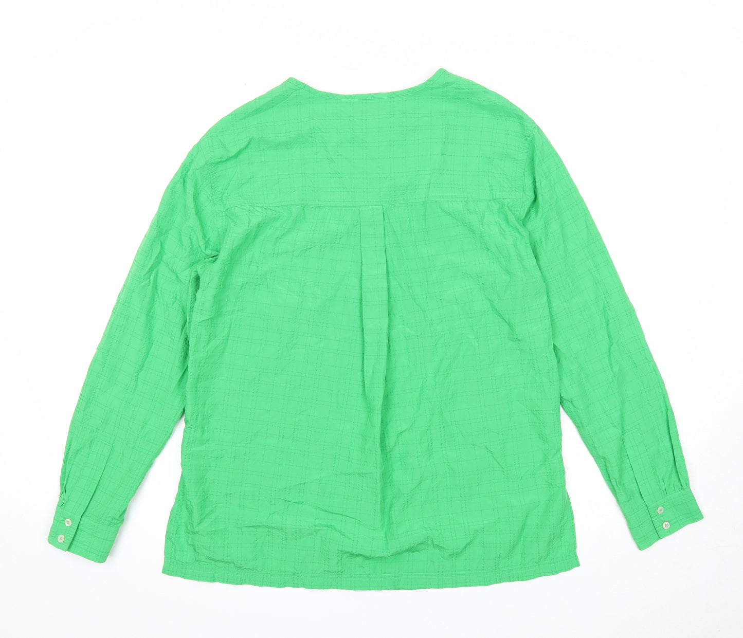 Marks and Spencer Womens Green Geometric Modal Basic Button-Up Size 8 Round Neck