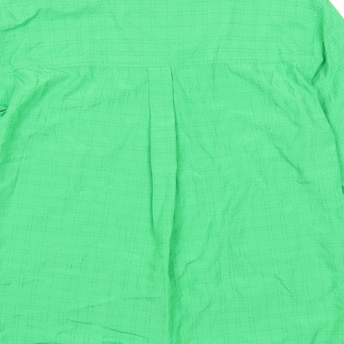 Marks and Spencer Womens Green Geometric Modal Basic Button-Up Size 8 Round Neck