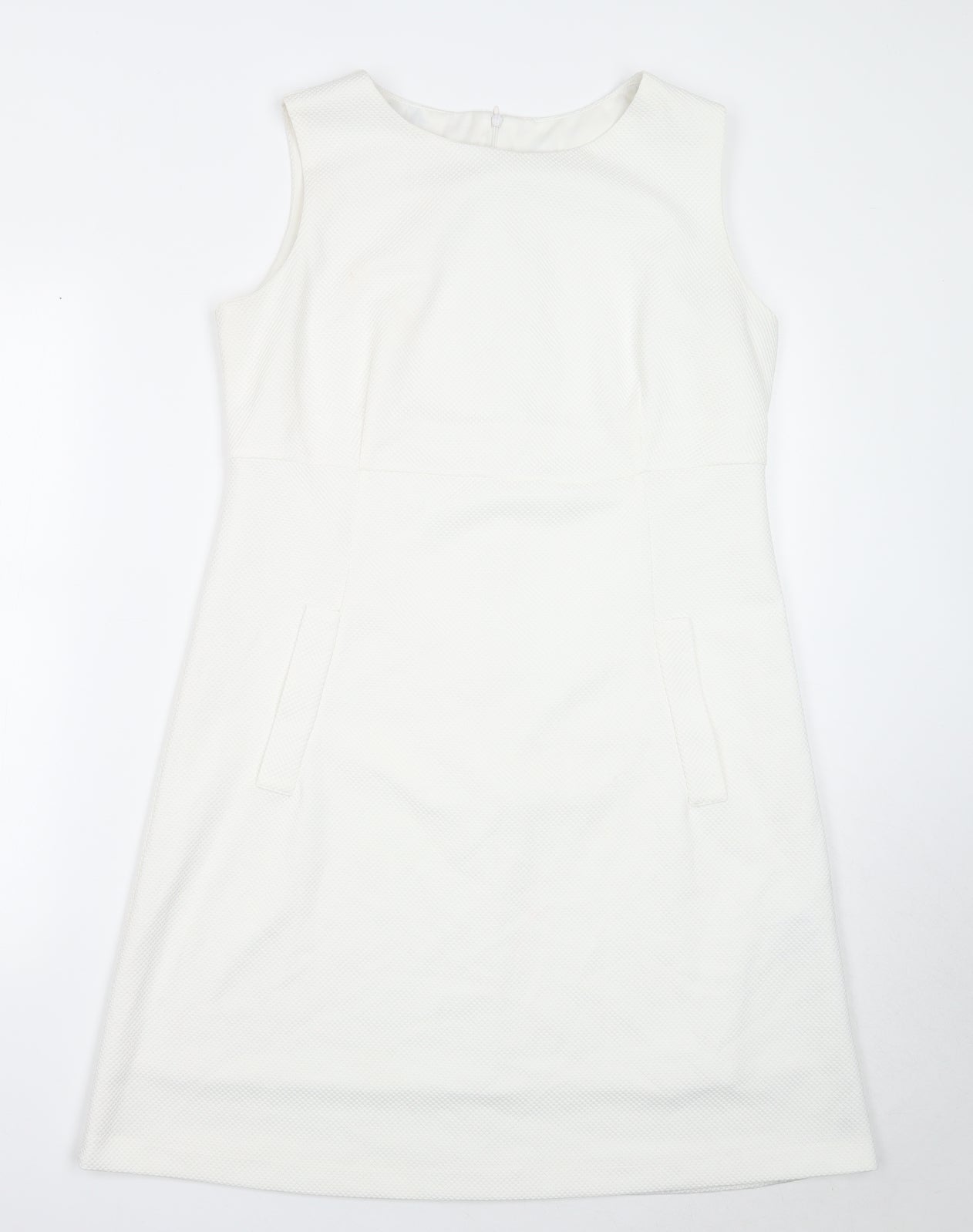 F&F Womens White Polyester A-Line Size 16 Round Neck Zip