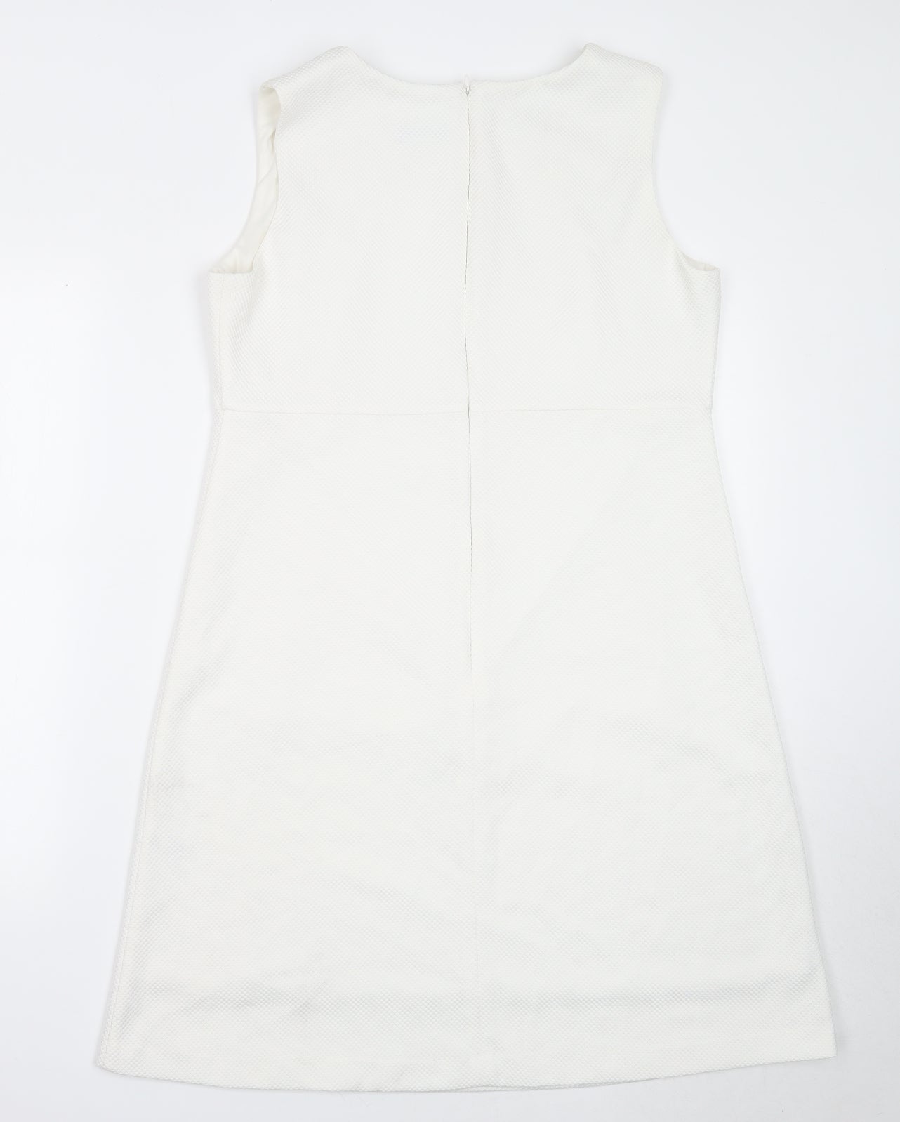 F&F Womens White Polyester A-Line Size 16 Round Neck Zip