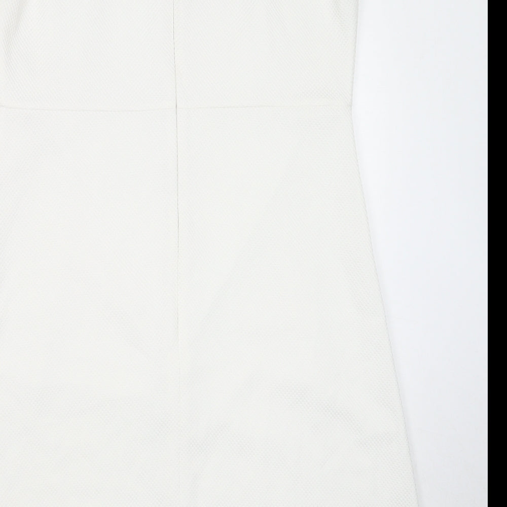 F&F Womens White Polyester A-Line Size 16 Round Neck Zip
