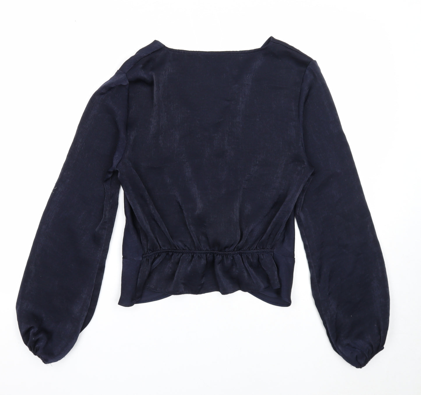 New Look Womens Blue Polyester Basic Blouse Size 10 V-Neck - Twist Detail