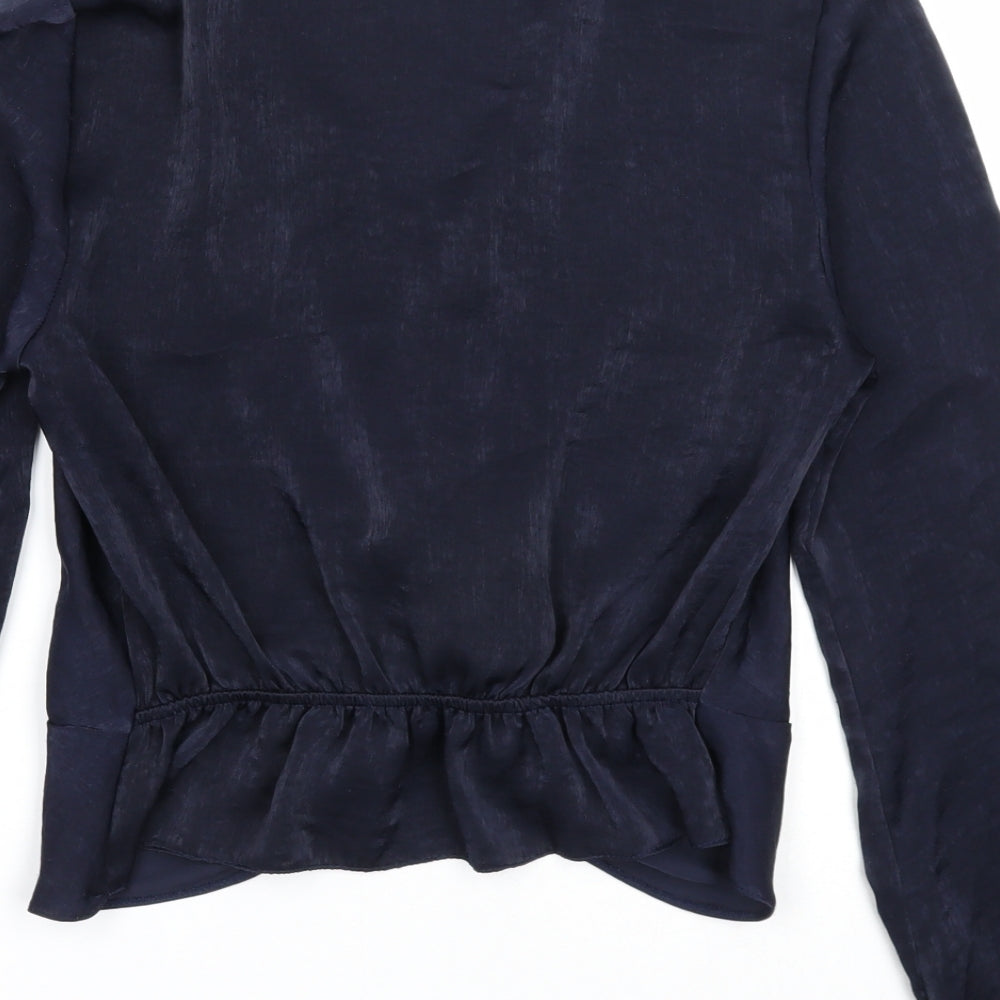 New Look Womens Blue Polyester Basic Blouse Size 10 V-Neck - Twist Detail