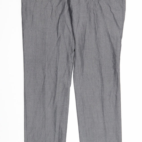Preworn Mens Grey Polyester Dress Pants Trousers Size 36 in Regular Zip