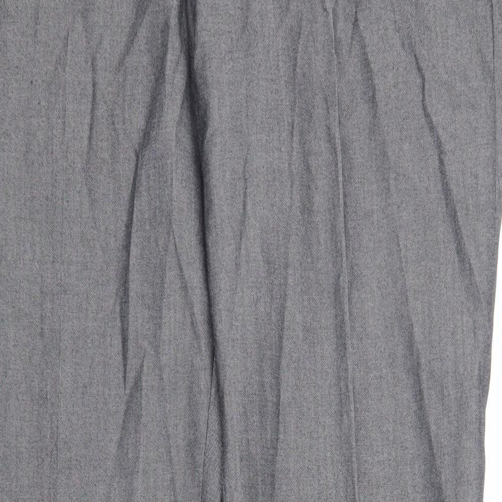 Preworn Mens Grey Polyester Dress Pants Trousers Size 36 in Regular Zip