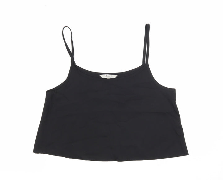 Peacocks Womens Black Polyester Cropped Tank Size 8 Scoop Neck