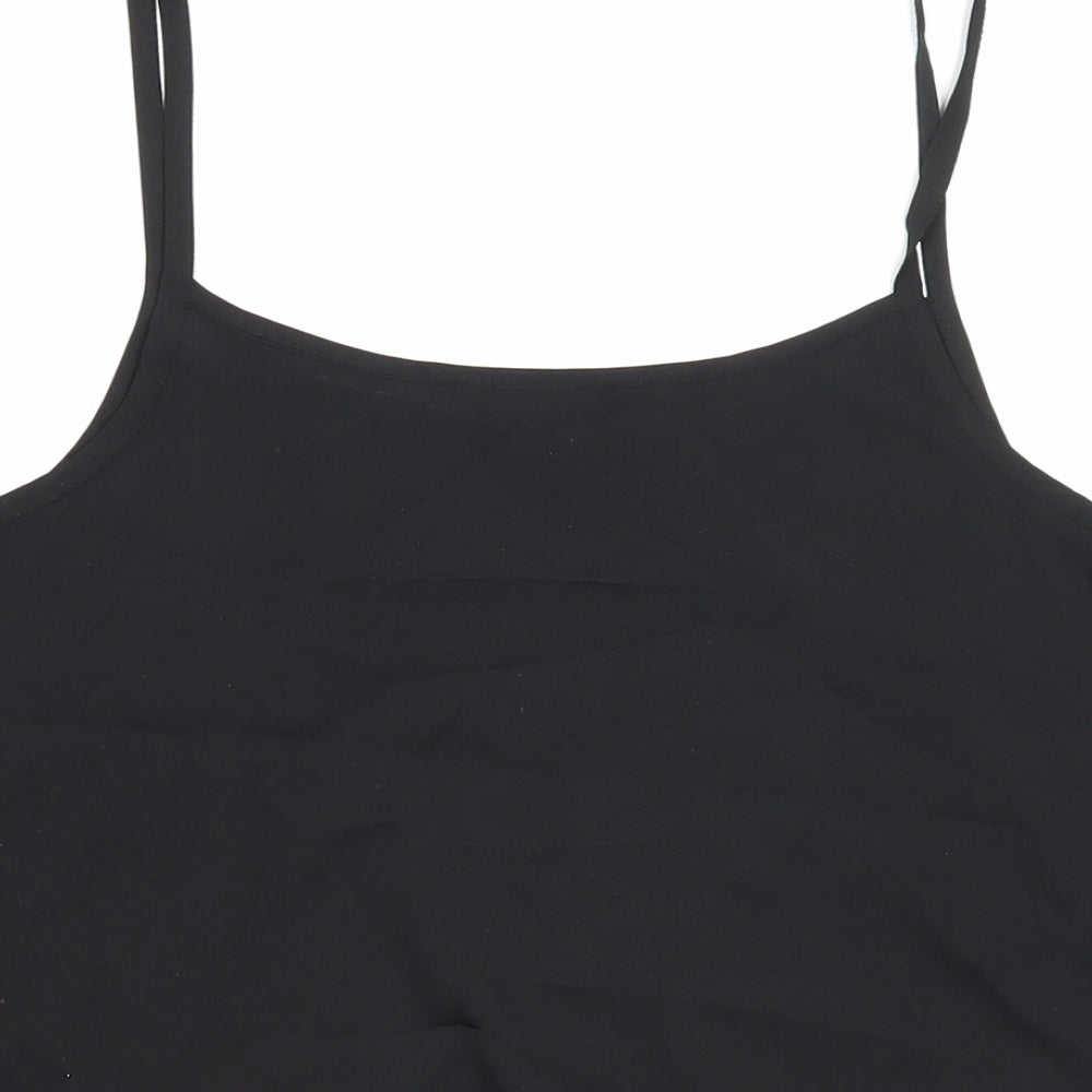 Peacocks Womens Black Polyester Cropped Tank Size 8 Scoop Neck