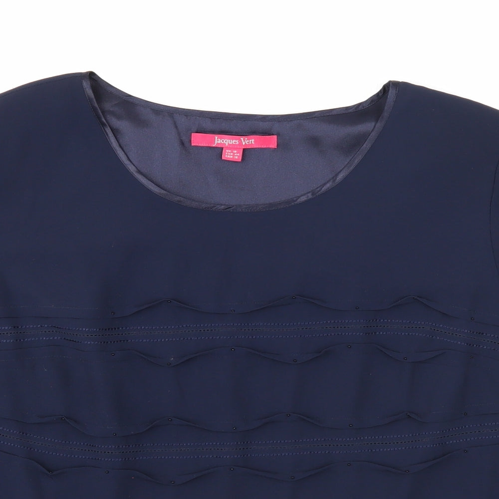 Jacques Vert Womens Blue Polyester Basic Blouse Size 18 Scoop Neck