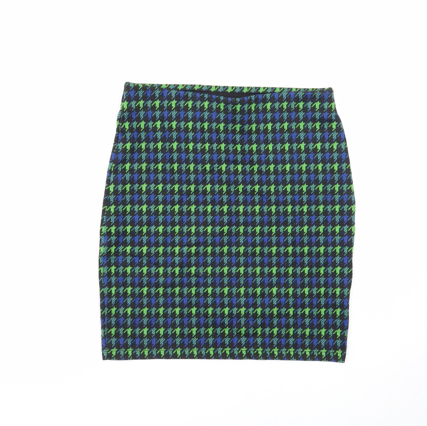 New Look Womens Multicoloured Geometric Polyester Bandage Skirt Size 8 - Houndstooth Pattern