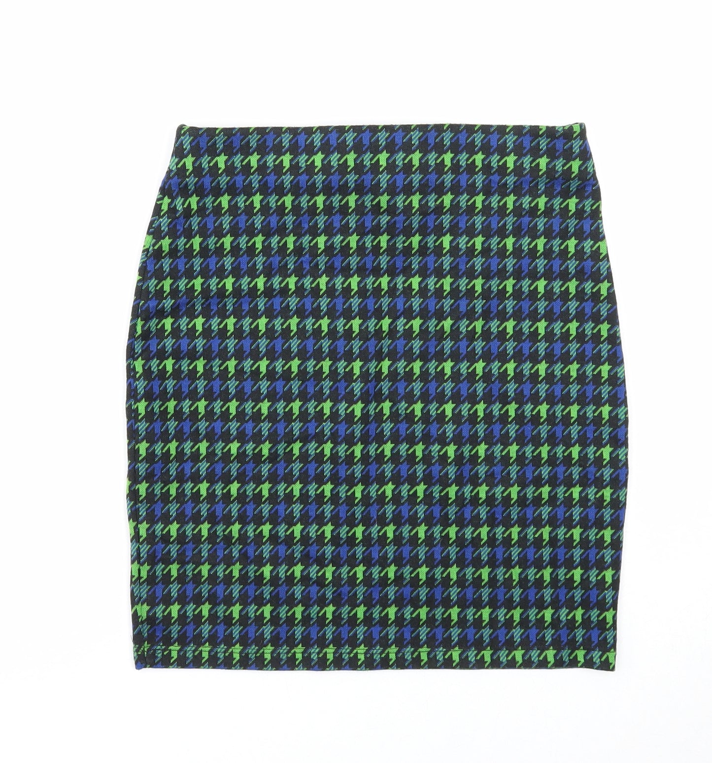 New Look Womens Multicoloured Geometric Polyester Bandage Skirt Size 8 - Houndstooth Pattern
