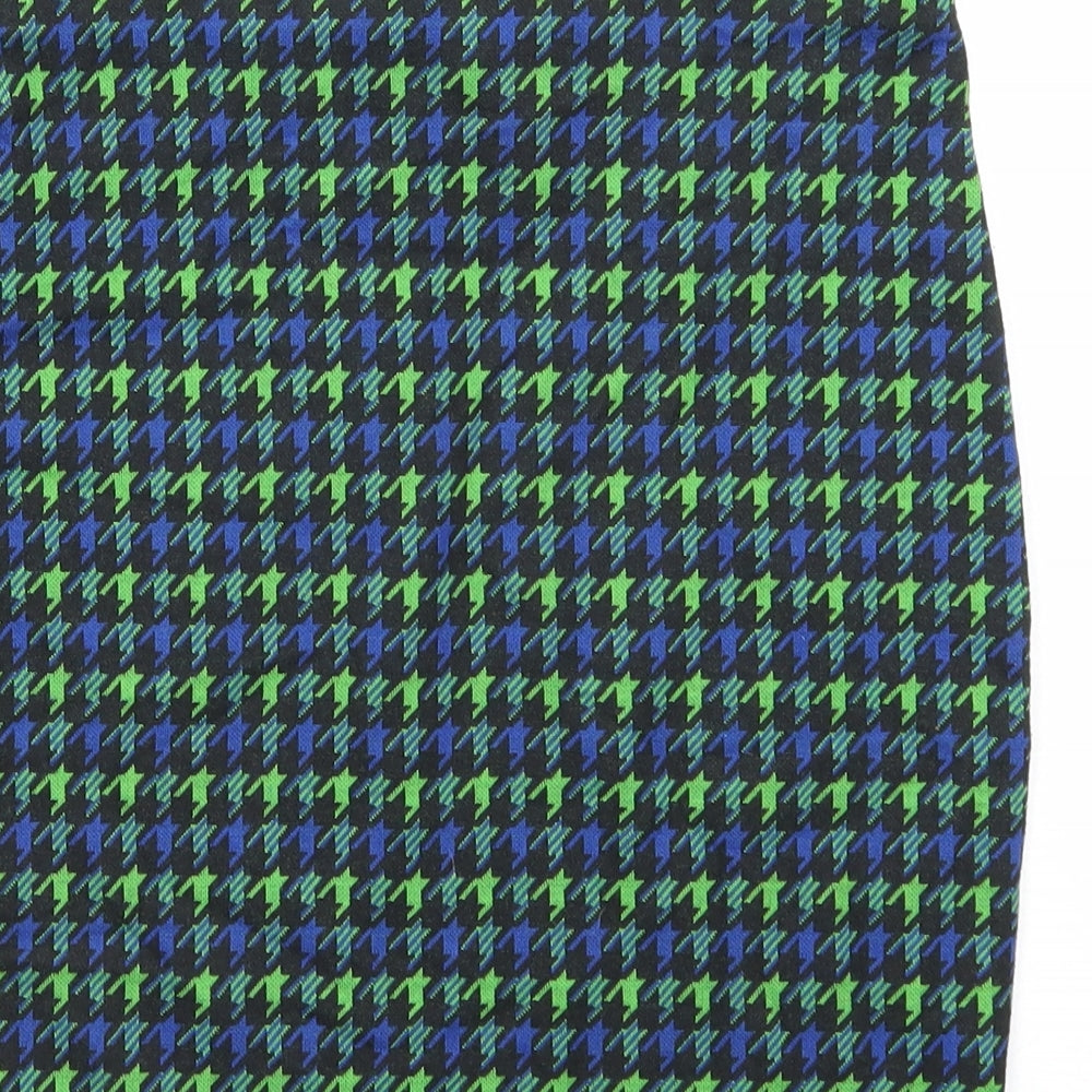 New Look Womens Multicoloured Geometric Polyester Bandage Skirt Size 8 - Houndstooth Pattern