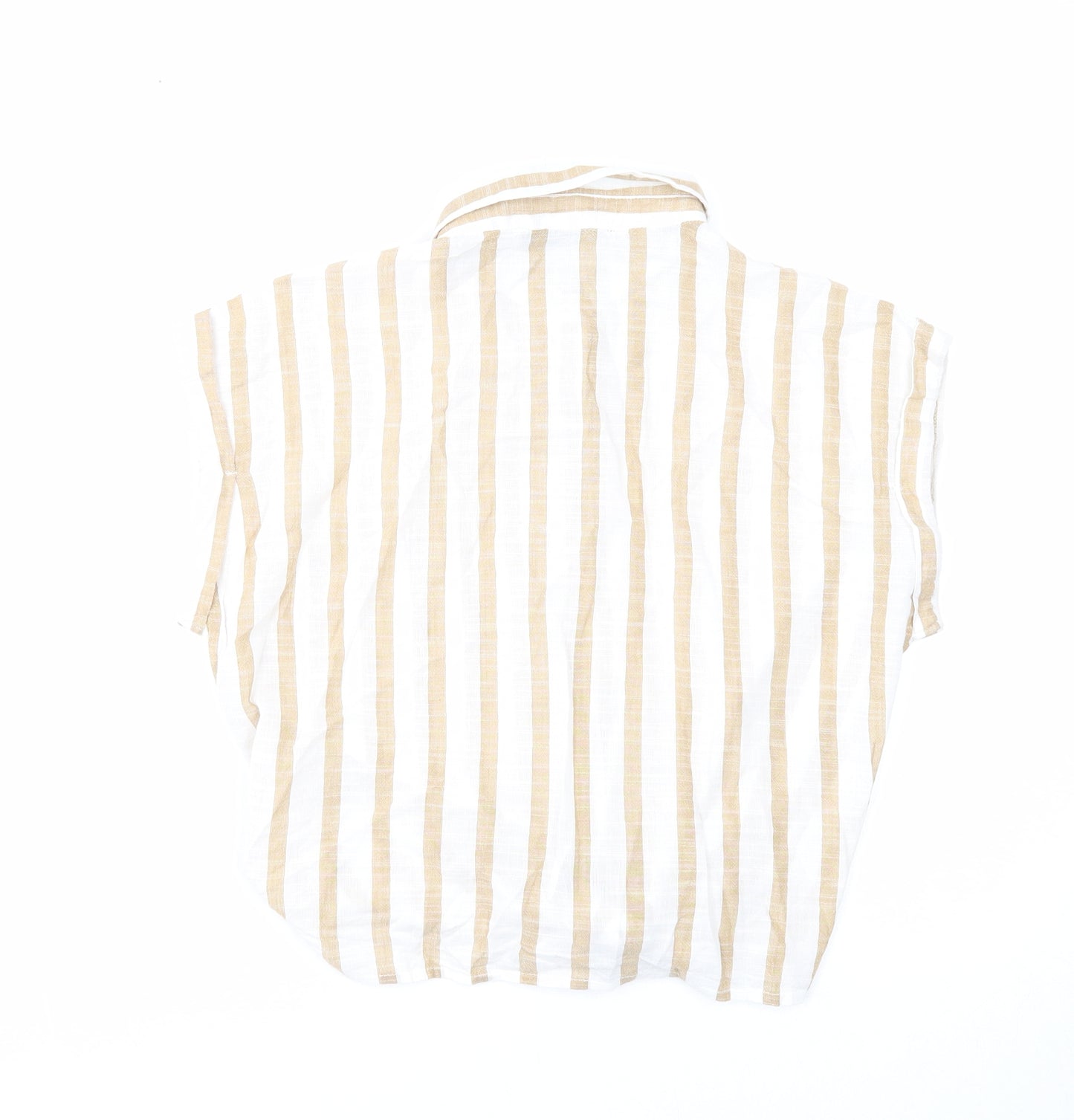 Wednesday's Girl Womens White Striped Cotton Basic Button-Up Size S Collared