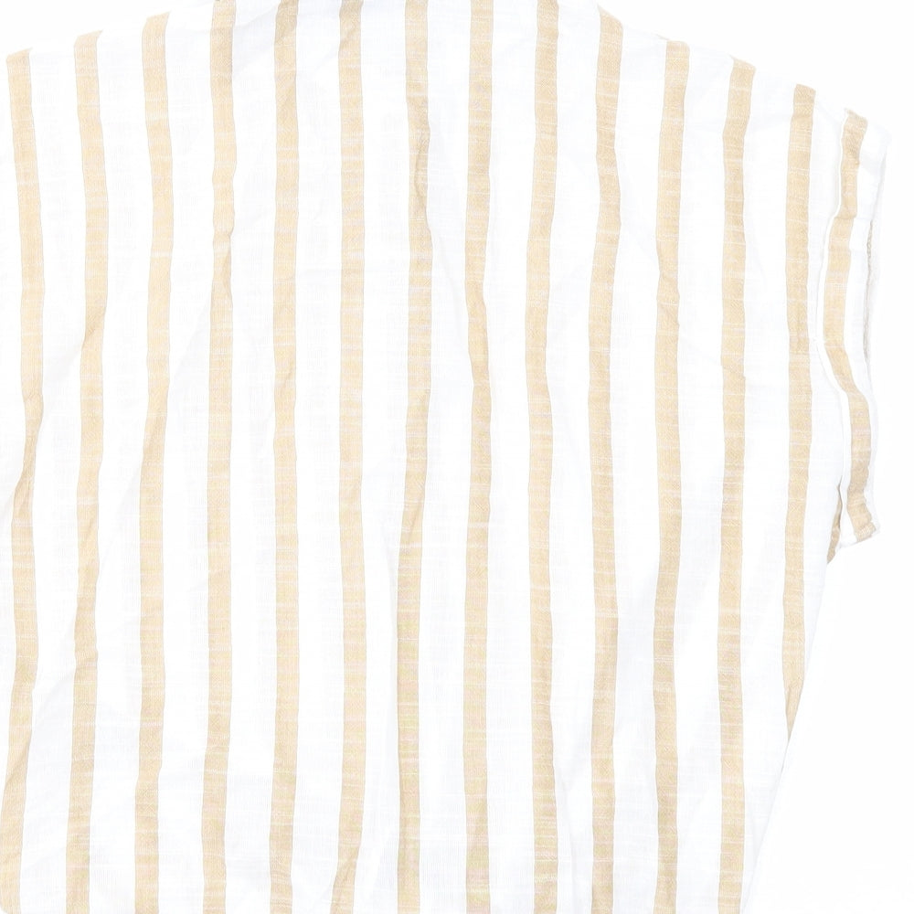 Wednesday's Girl Womens White Striped Cotton Basic Button-Up Size S Collared