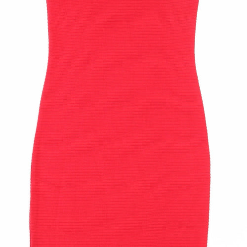 Therapy Womens Red Acrylic Bodycon Size 8 Off the Shoulder Pullover
