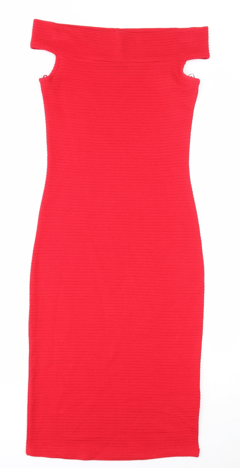 Therapy Womens Red Acrylic Bodycon Size 8 Off the Shoulder Pullover