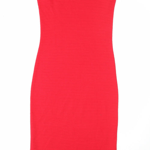 Therapy Womens Red Acrylic Bodycon Size 8 Off the Shoulder Pullover