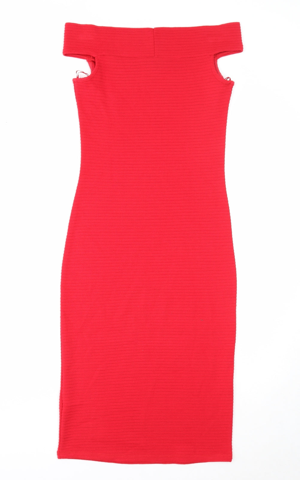 Therapy Womens Red Acrylic Bodycon Size 8 Off the Shoulder Pullover