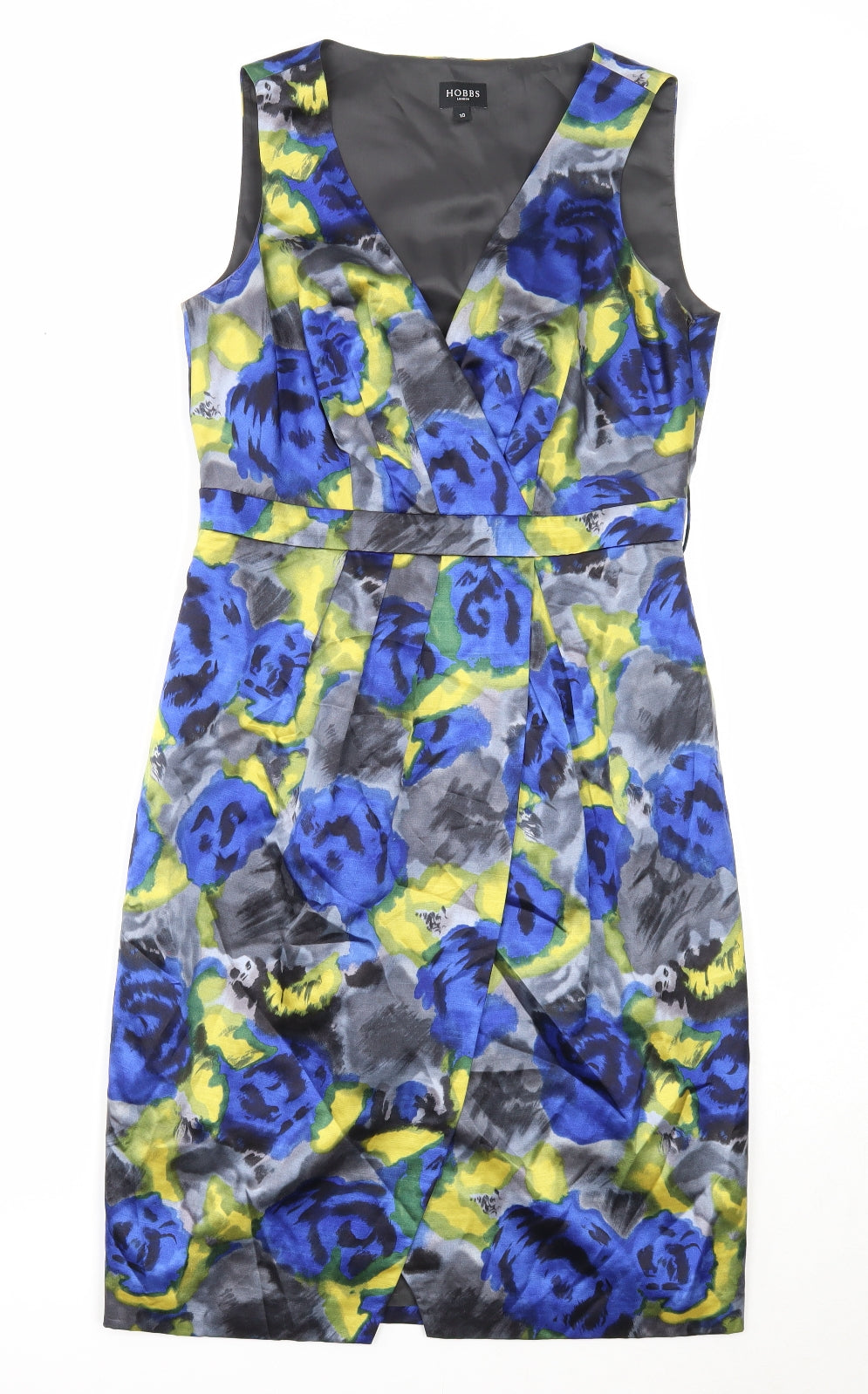 Hobbs Womens Multicoloured Floral Cotton A-Line Size 10 V-Neck Zip