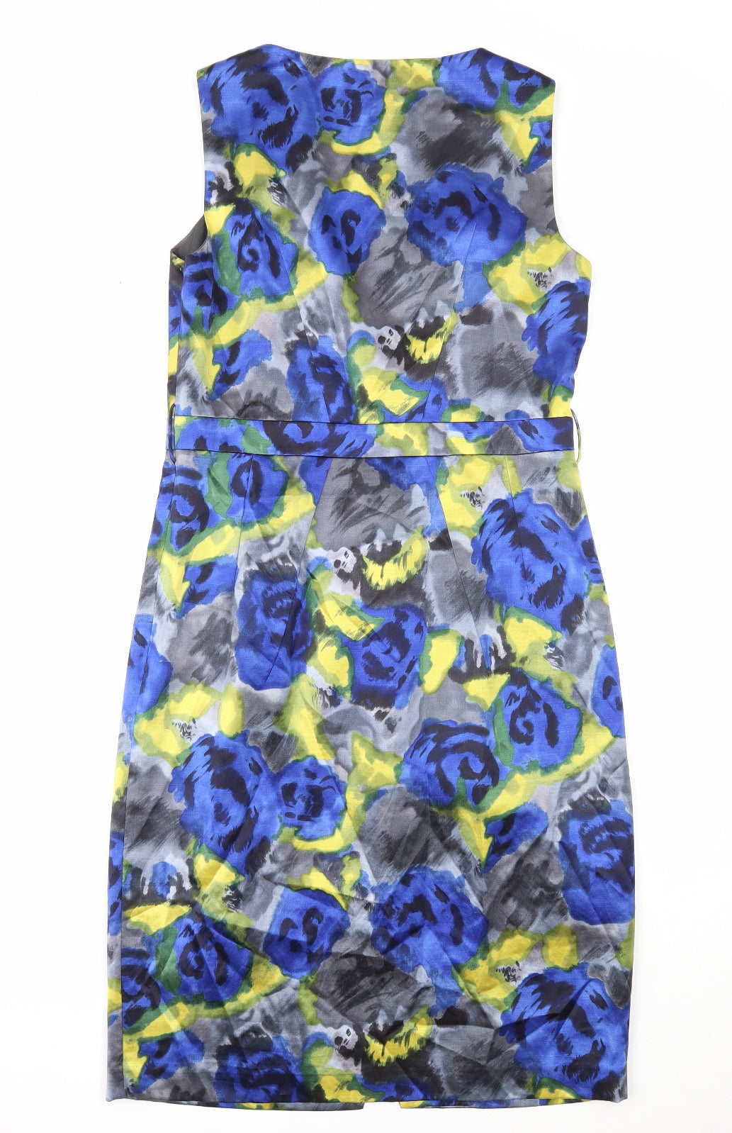 Hobbs Womens Multicoloured Floral Cotton A-Line Size 10 V-Neck Zip