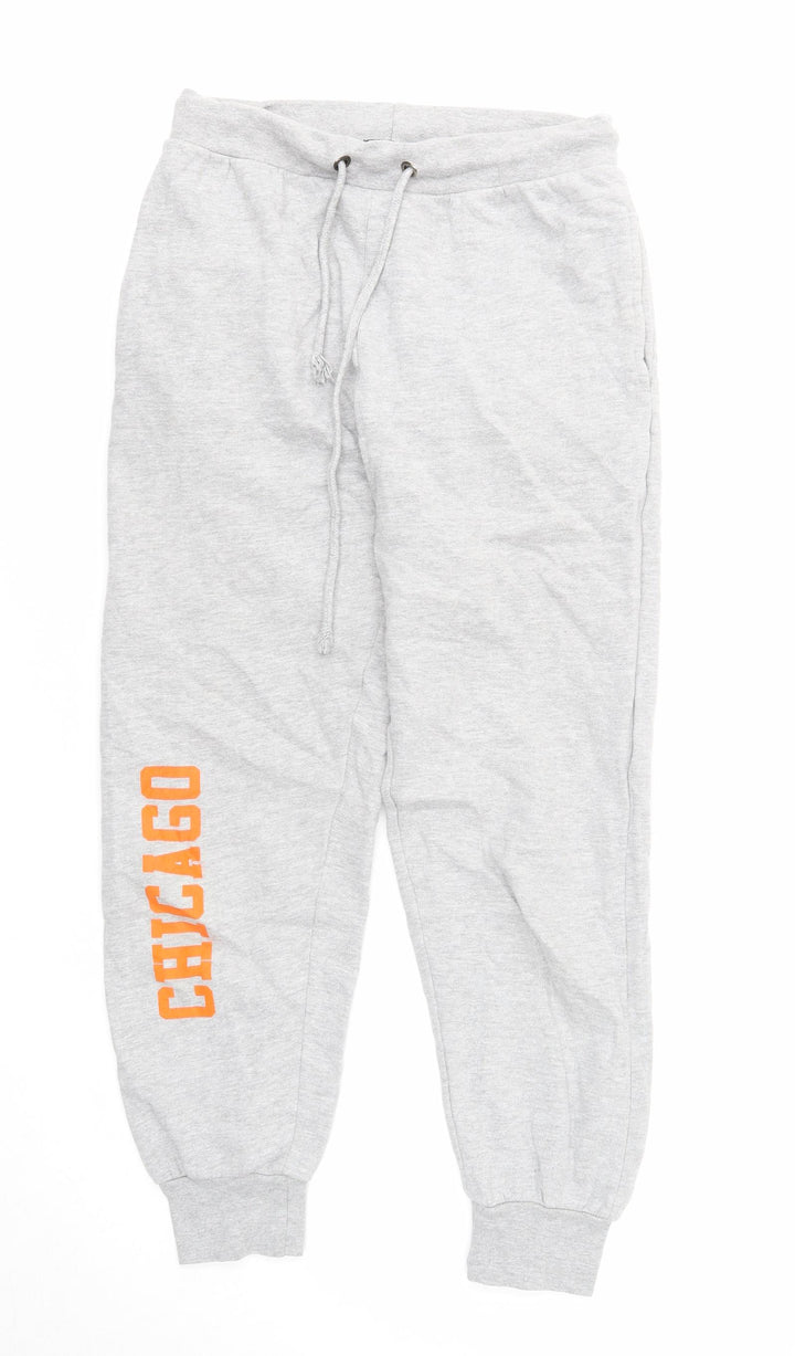 PRETTYLITTLETHING Womens Grey Polyester Sweatpants Trousers Size S Regular Drawstring - Chicago