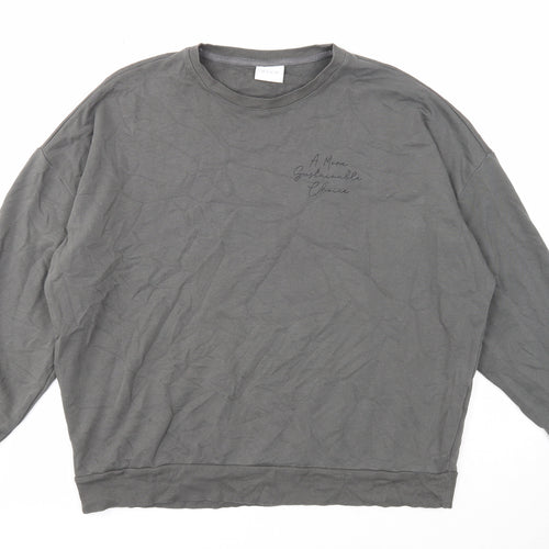 VILA Womens Grey Cotton Pullover Sweatshirt Size M Pullover