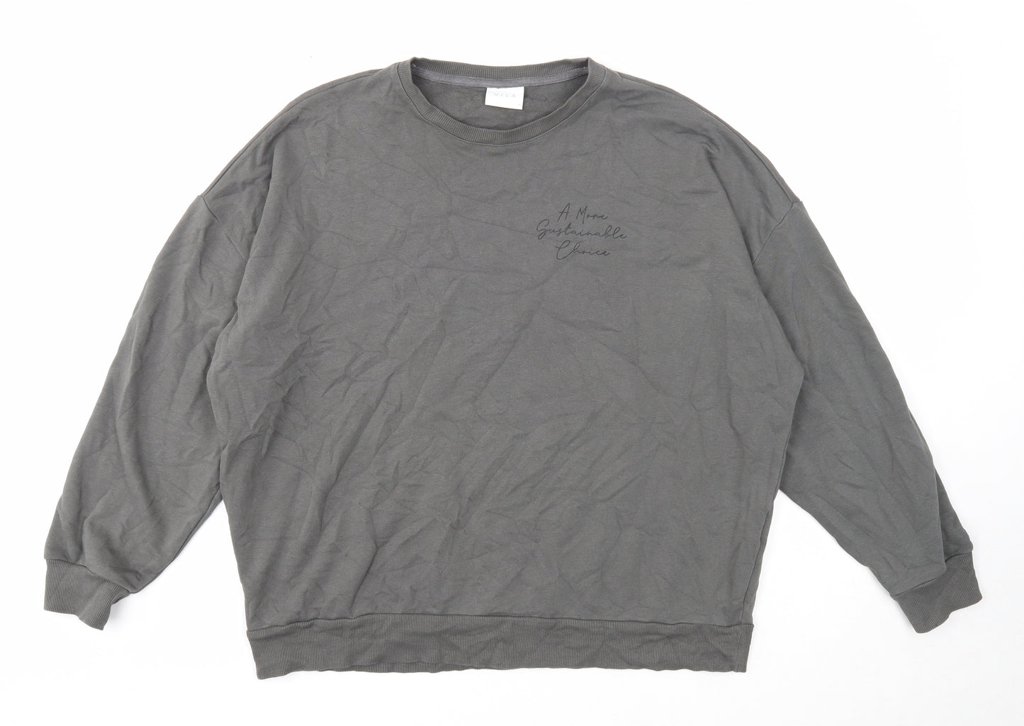 VILA Womens Grey Cotton Pullover Sweatshirt Size M Pullover