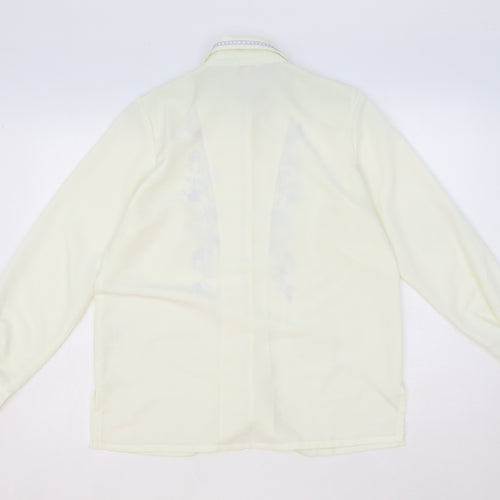 Daxon Womens Ivory Floral Polyester Basic Button-Up Size 14 Collared