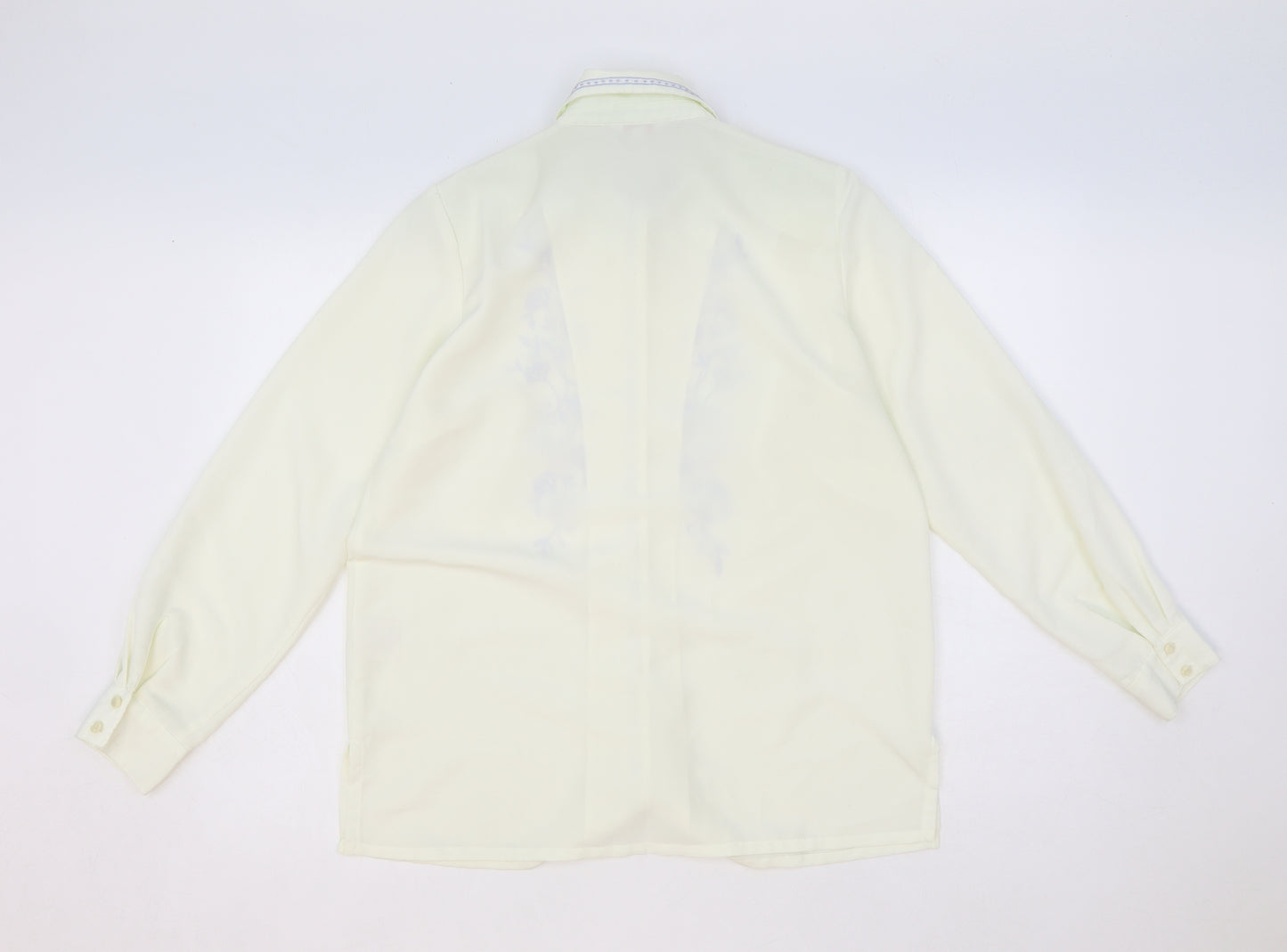 Daxon Womens Ivory Floral Polyester Basic Button-Up Size 14 Collared