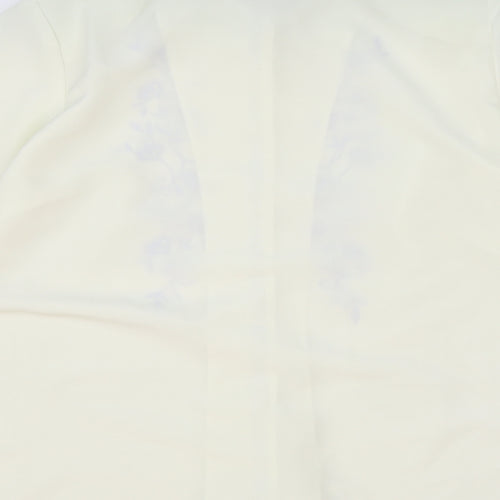 Daxon Womens Ivory Floral Polyester Basic Button-Up Size 14 Collared