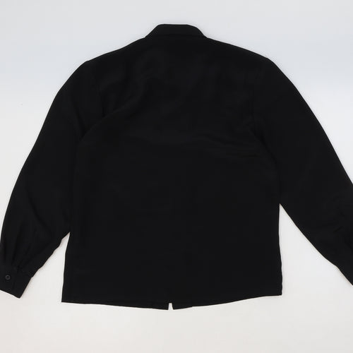 Butterfly Womens Black Polyester Basic Button-Up Size 12 Collared