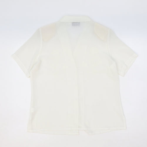 Clothes Contact Womens Ivory Floral Polyester Basic Button-Up Size 12 Collared