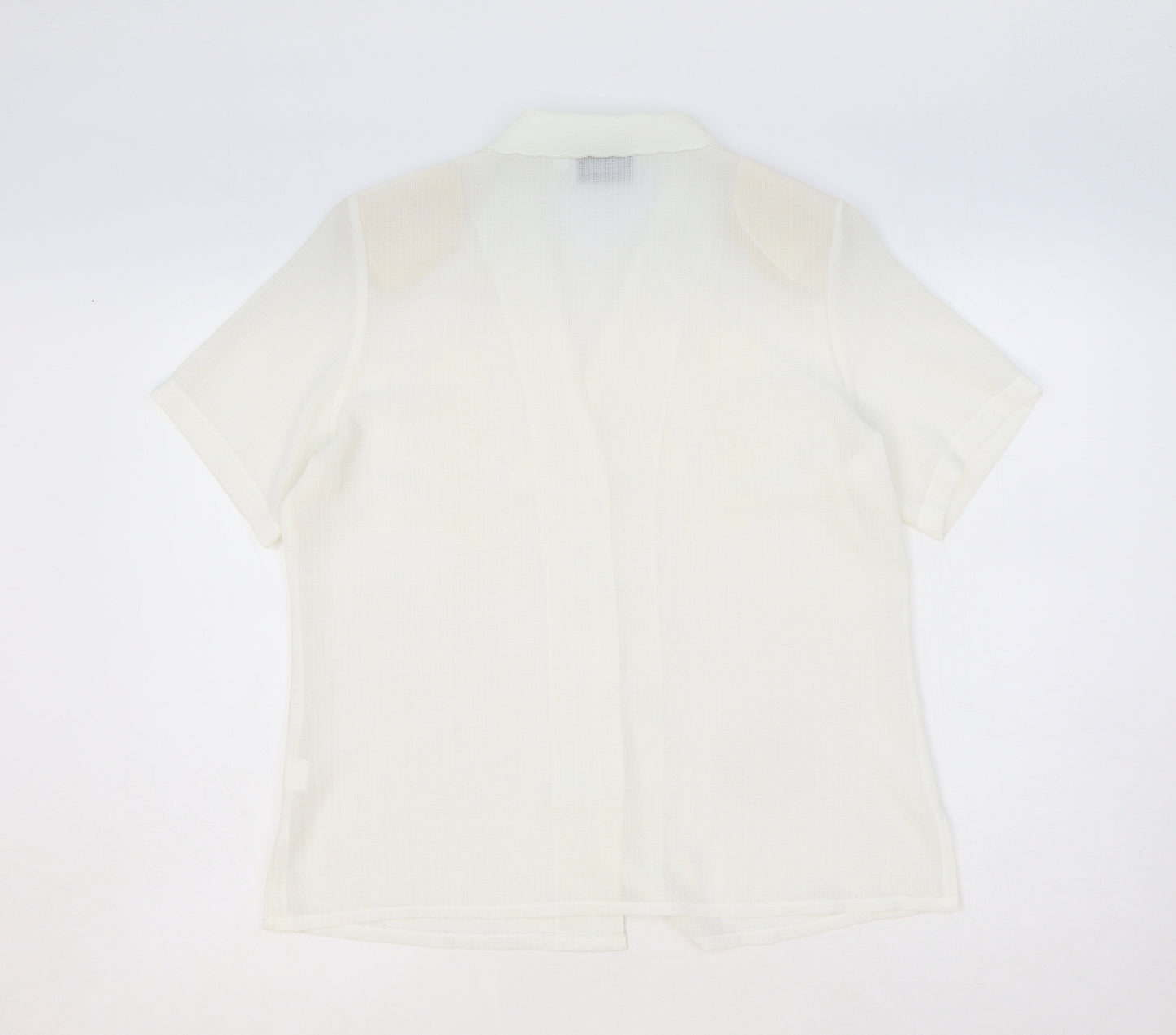 Clothes Contact Womens Ivory Floral Polyester Basic Button-Up Size 12 Collared