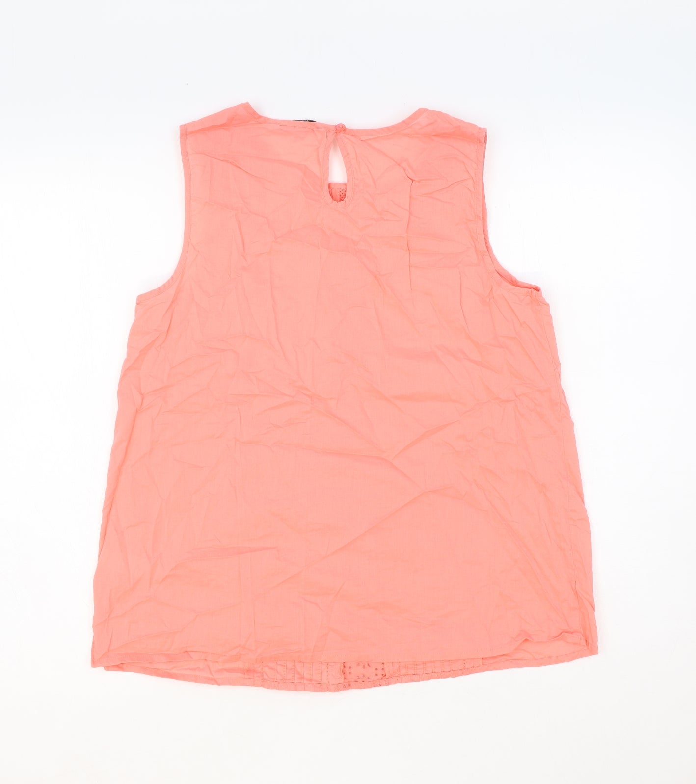 TU Womens Pink Polyester Basic Tank Size 14 Scoop Neck - Broderie Anglaise