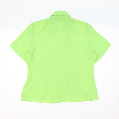 Hamells Womens Green Polyester Basic Button-Up Size 14 Collared