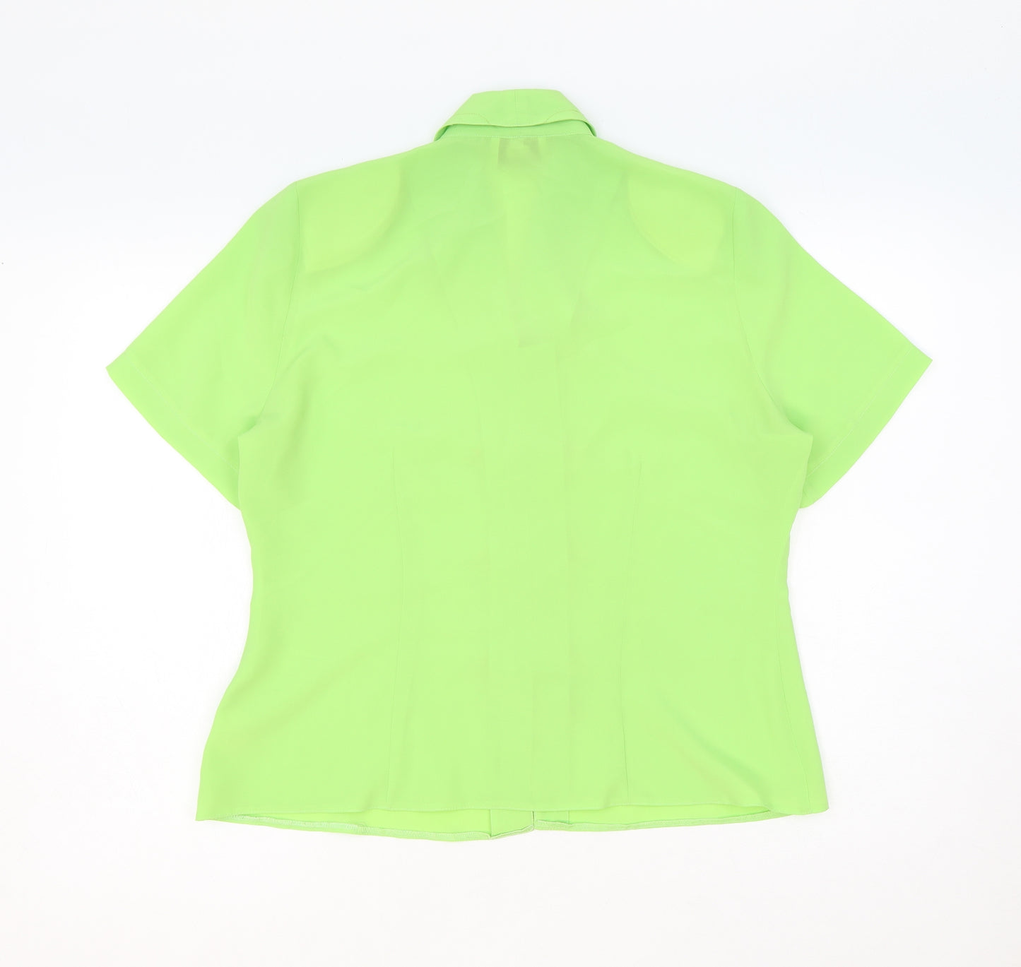 Hamells Womens Green Polyester Basic Button-Up Size 14 Collared