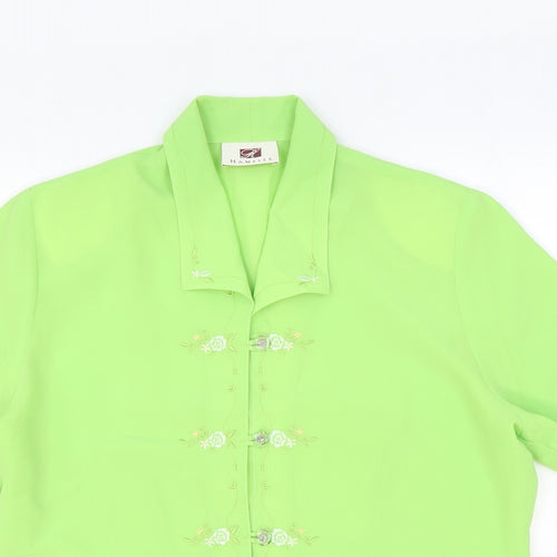 Hamells Womens Green Polyester Basic Button-Up Size 14 Collared