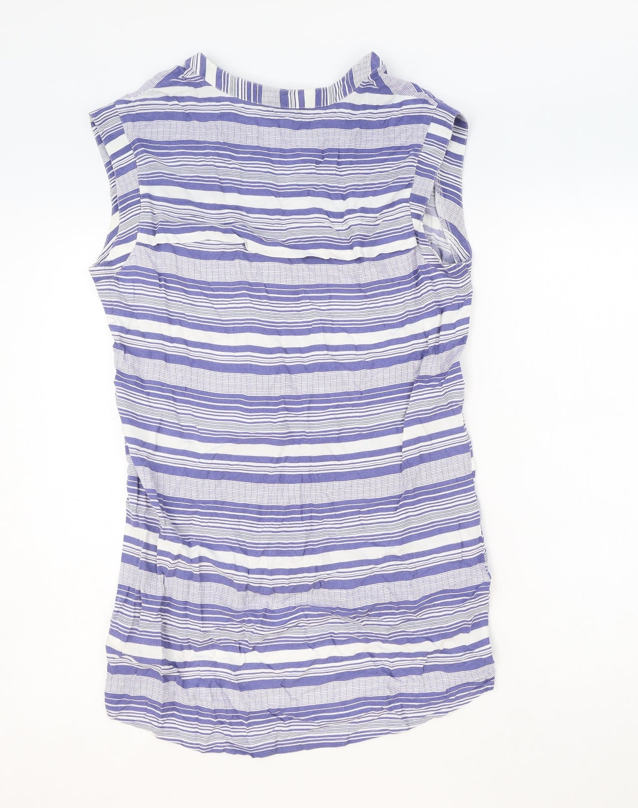 NEXT Womens Blue Striped Viscose Basic T-Shirt Size 12 V-Neck