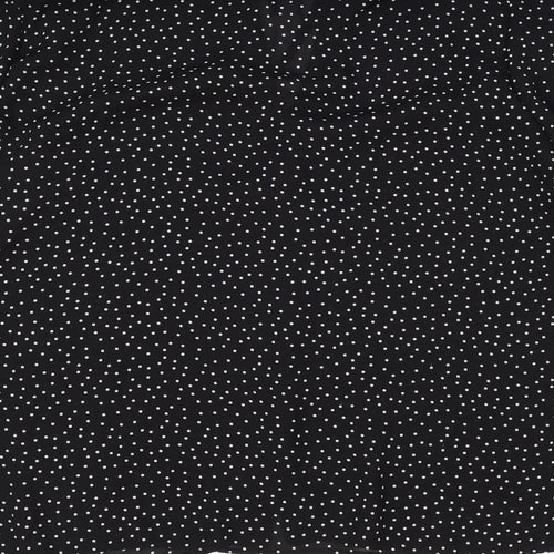 Warehouse Womens Black Polka Dot Polyester Basic Button-Up Size 12 V-Neck