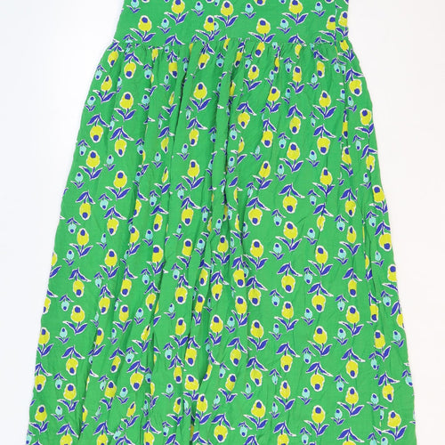 Dickins & Jones Womens Green Geometric Viscose Fit & Flare Size 12 Round Neck Button