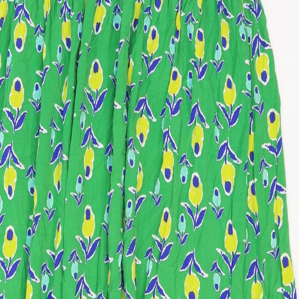Dickins & Jones Womens Green Geometric Viscose Fit & Flare Size 12 Round Neck Button
