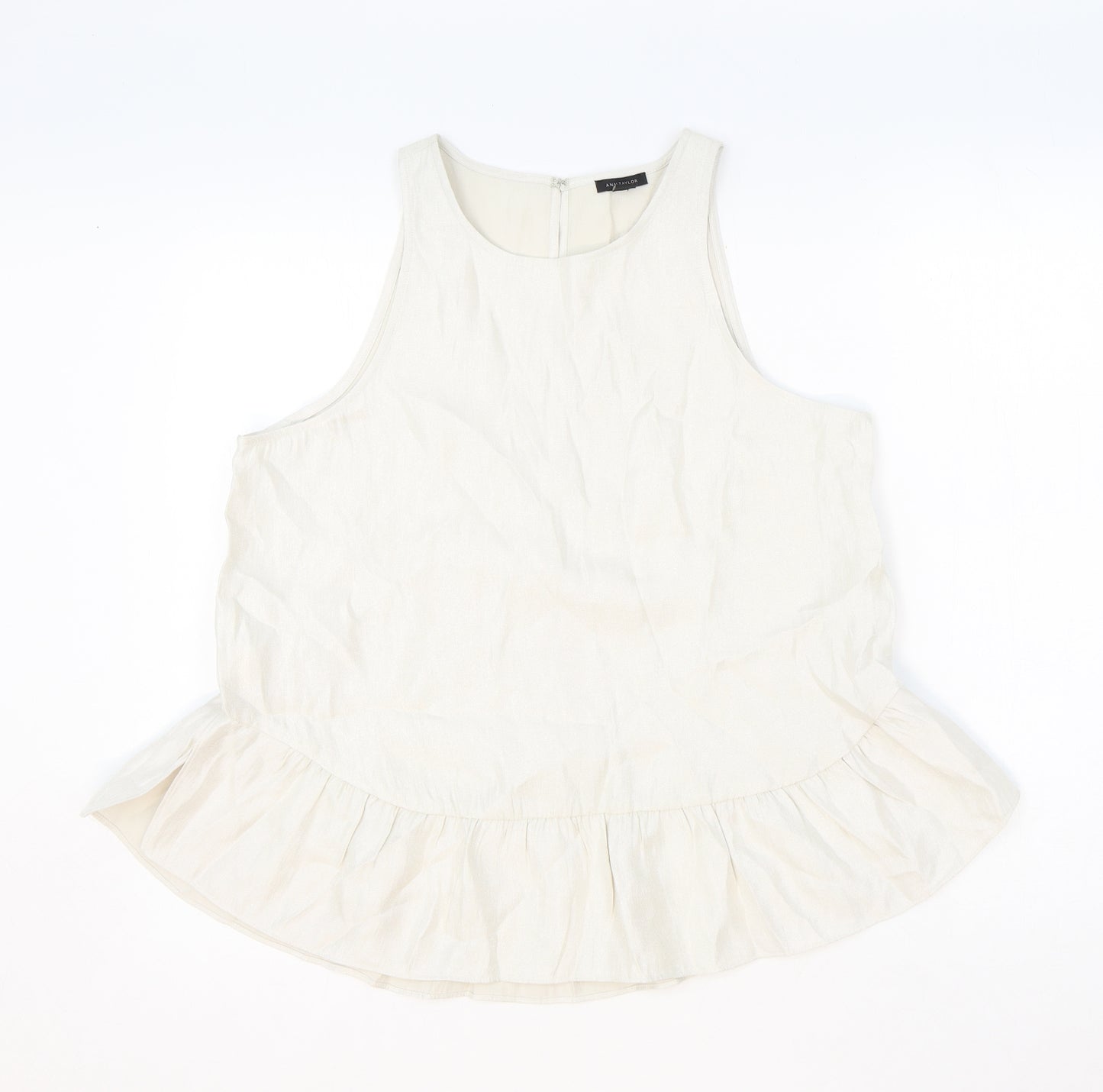 Ann Taylor Womens Beige Polyester Basic Tank Size M Round Neck