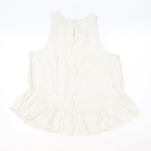 Ann Taylor Womens Beige Polyester Basic Tank Size M Round Neck